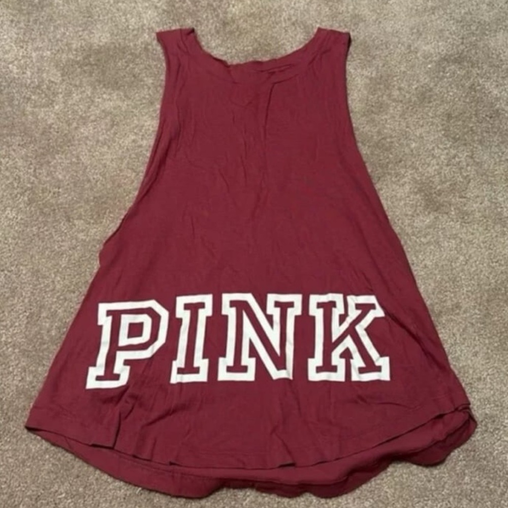 Victoria’s Secret PINK Tank Top Logo Pink Indigo Women’s Medium Sport Gym Y2K